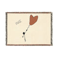RVGE Heart Balloon Woven Blanket — Cozy 100% Cotton Throw with Hand-Drawn Heart Design